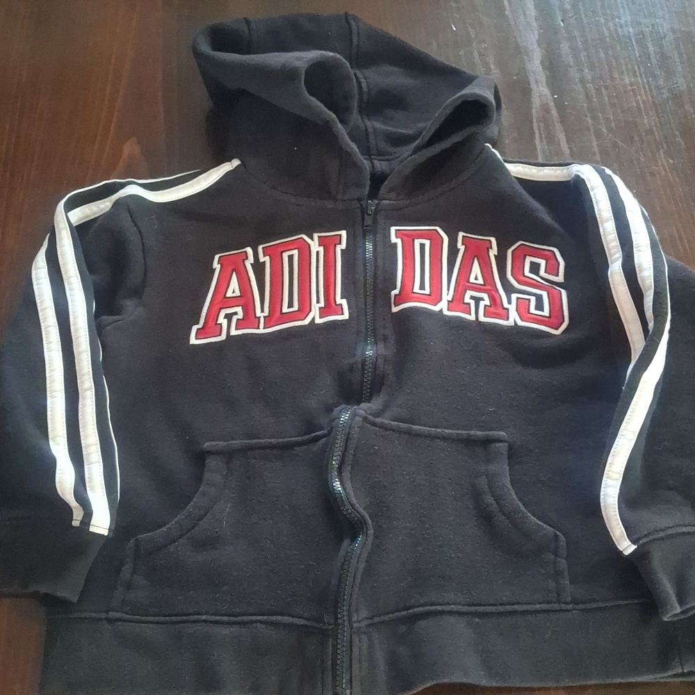 Adidas Kids Black Hoodie with Red Accents